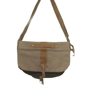Myra bag Canvas And Leather Bag Crossbody Tote.